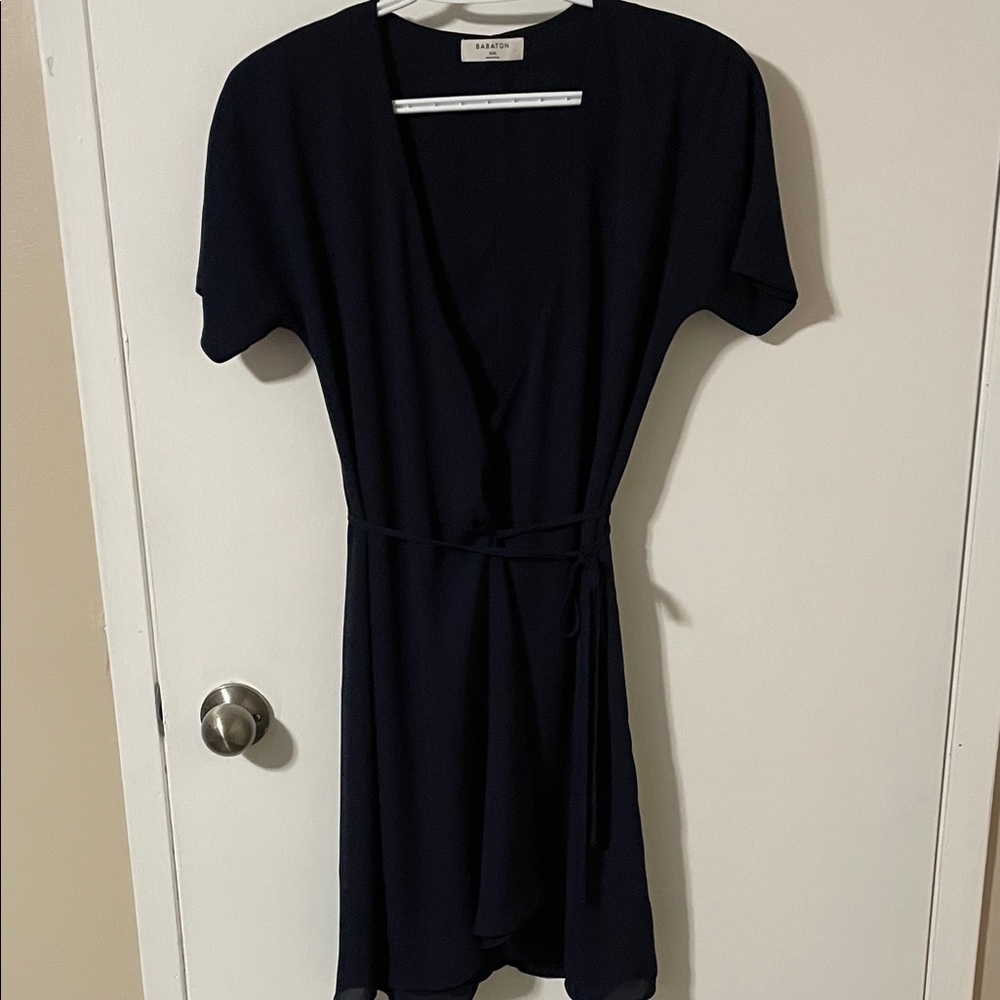 Babaton Wallace Navy Wrap Dress Size XXS - Picture 2 of 11